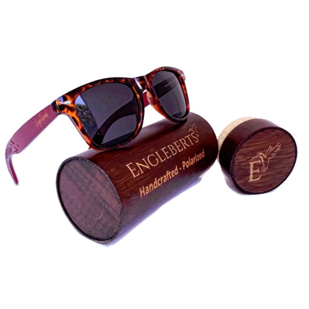 Red Bamboo Tortoise Framed Sunglasses With Case
